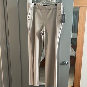 Rachel Zoe Cream Trousers with Gold Accents